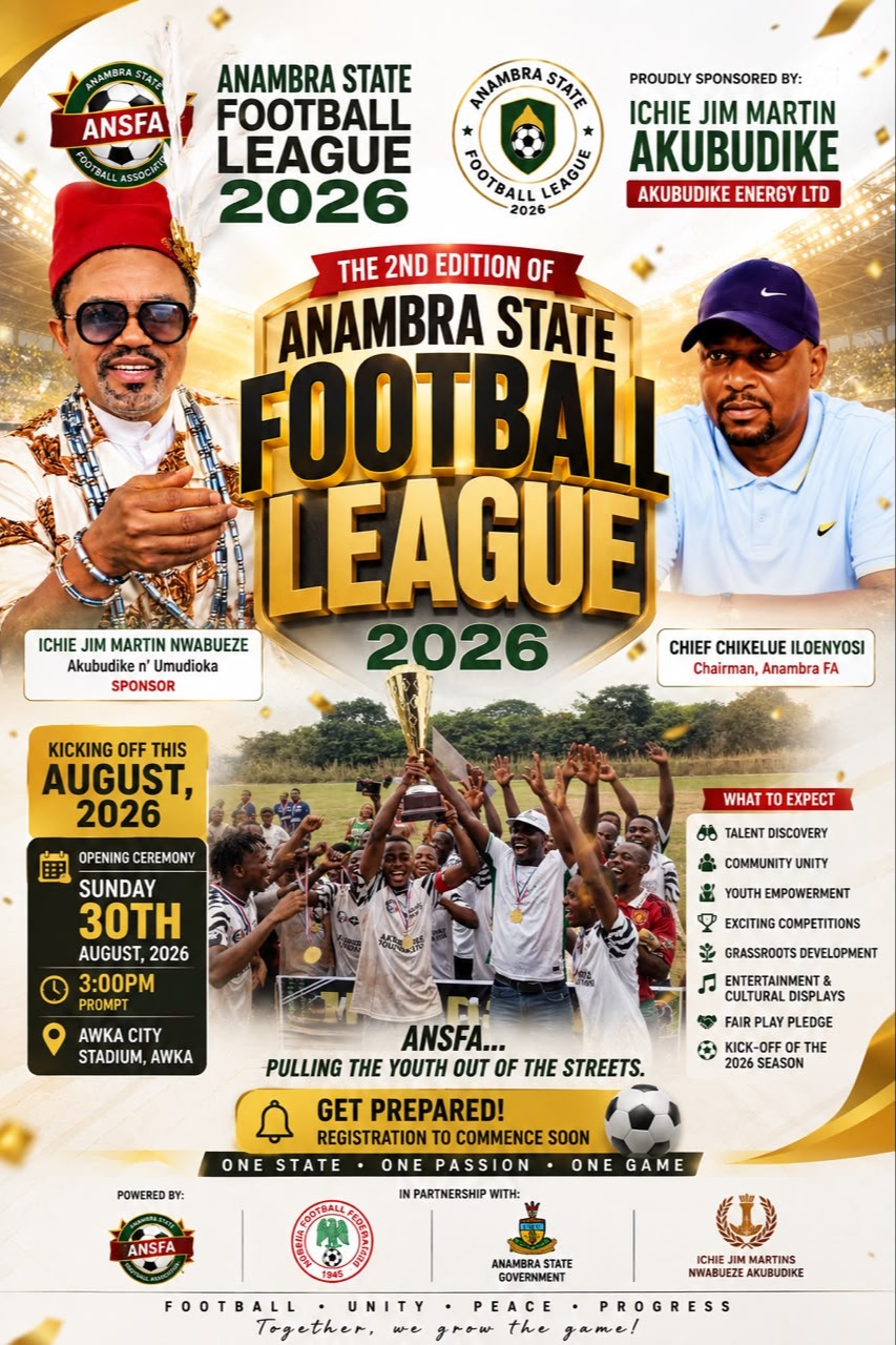 Anambra State Football League 2026 Set to Kick Off August 30