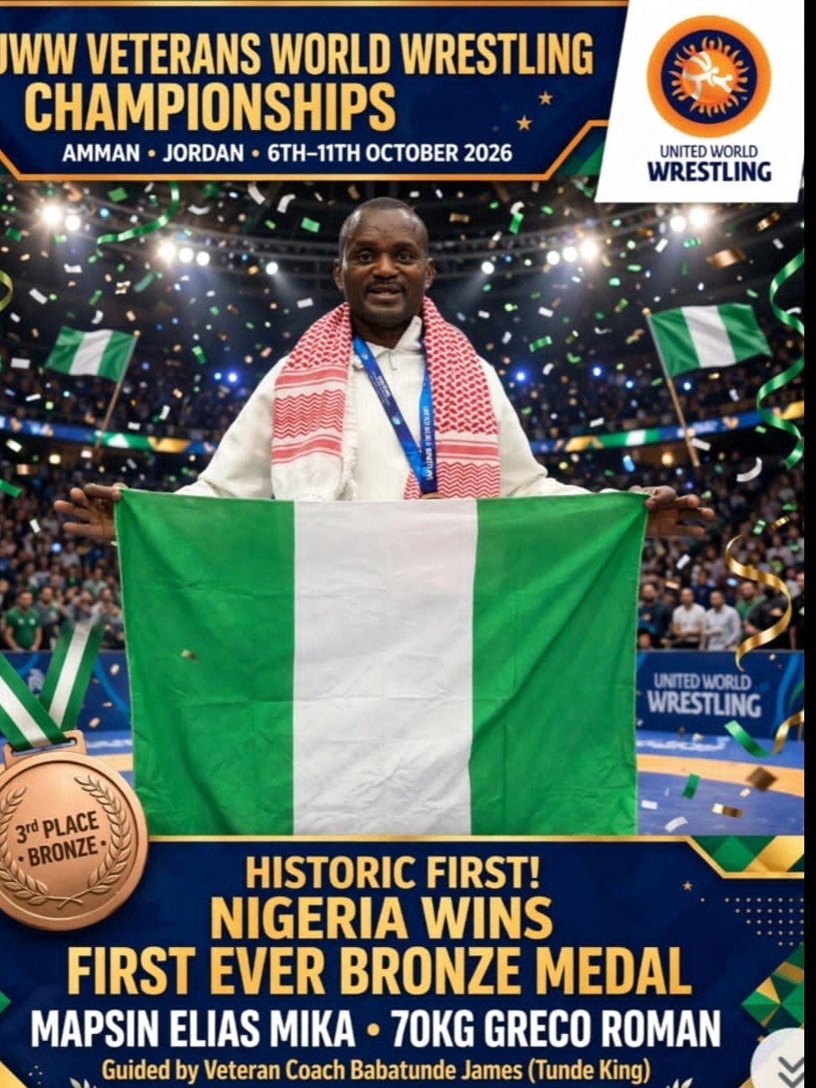 Adeniyi Hails Team Nigeria’s Historic First Medal at Veterans World Wrestling Championships
